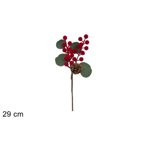 STELO 29CM PIGNE E BACCHE EFFETTO VELLUTO ROSSO